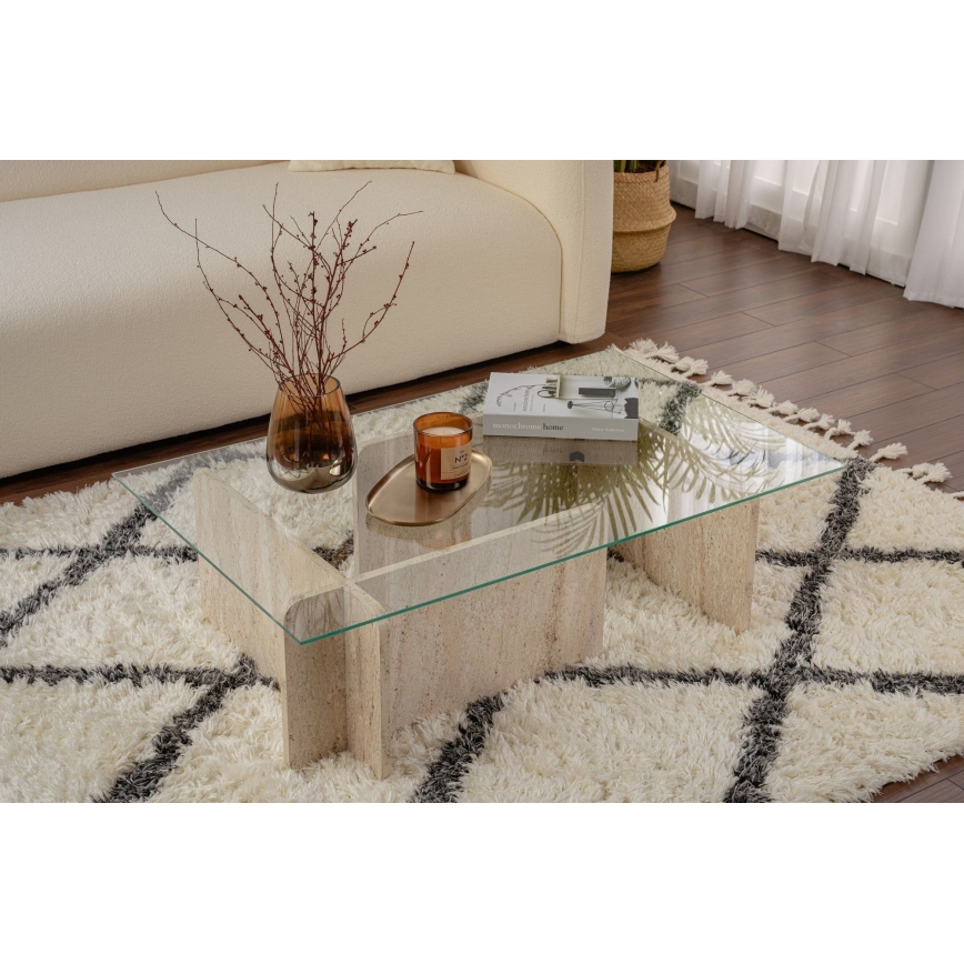 Salontafel ESCAPE 105x65 cm beige/helder