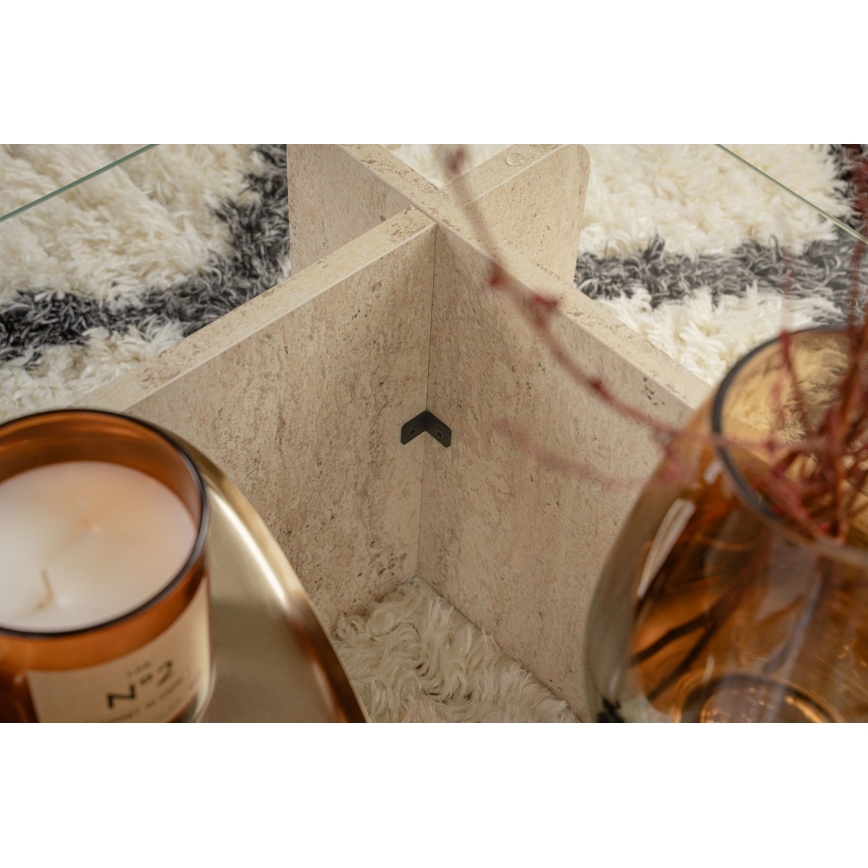 Salontafel ESCAPE 105x65 cm beige/helder