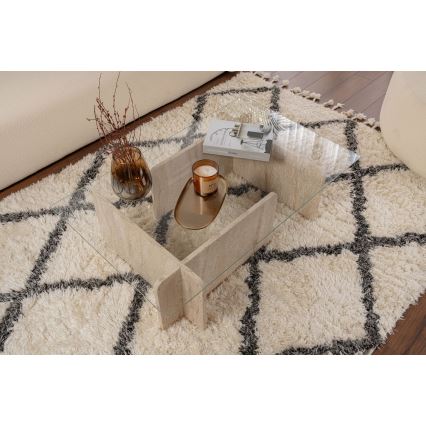 Salontafel ESCAPE 105x65 cm beige/helder