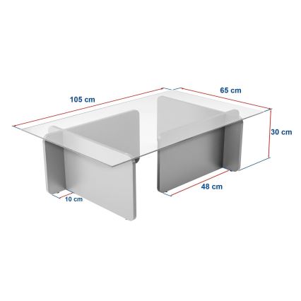 Salontafel ESCAPE 105x65 cm beige/helder