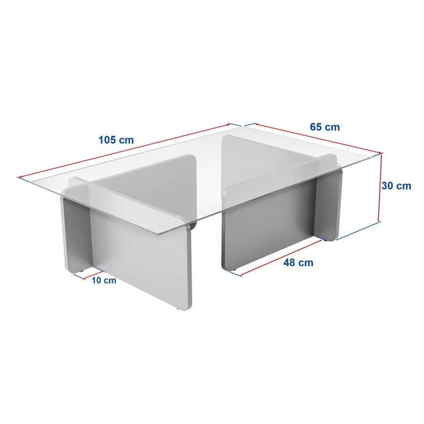 Salontafel ESCAPE 105x65 cm beige/helder