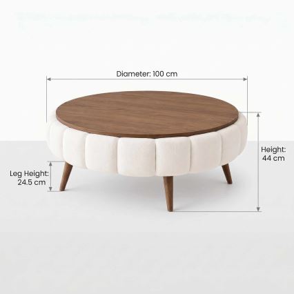 Salontafel FELPO pr. 100 cm wit/walnoot