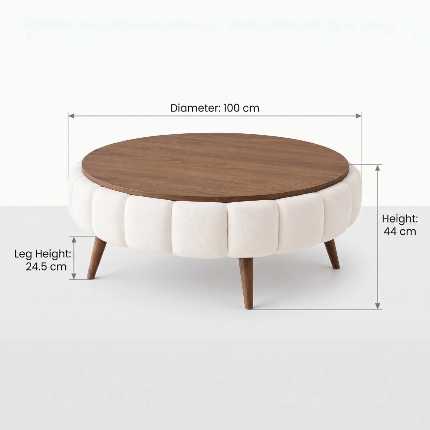 Salontafel FELPO pr. 100 cm wit/walnoot