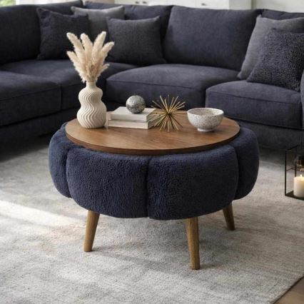 Salontafel FELPO Ø 60 cm blauw/walnoot