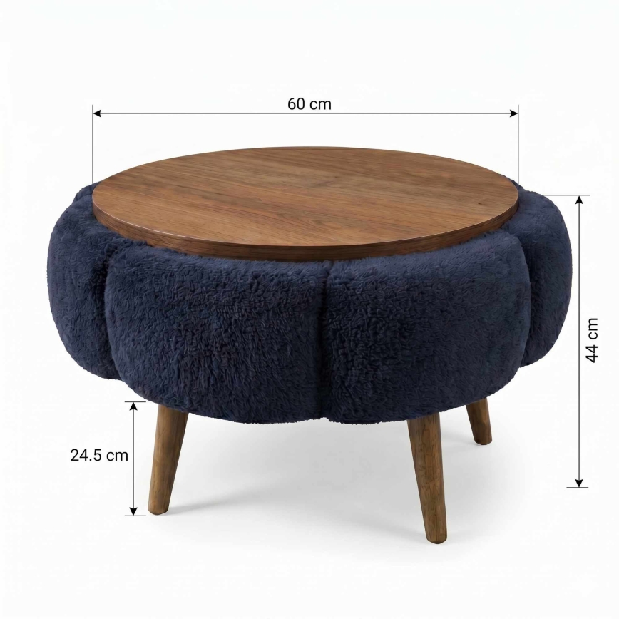 Salontafel FELPO Ø 60 cm blauw/walnoot