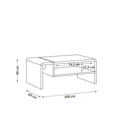 Salontafel FRED antraciet/eiken artisan