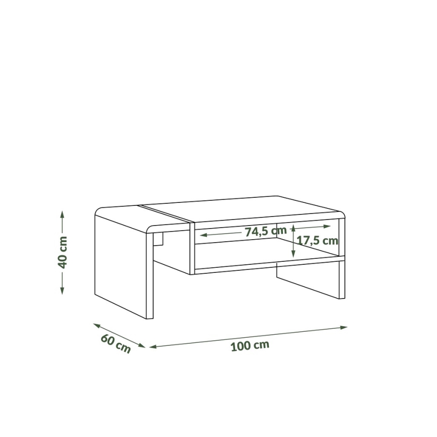 Salontafel FRED antraciet/eiken artisan