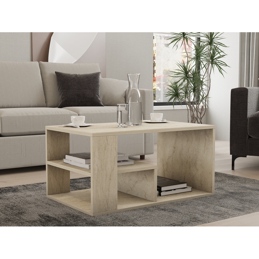 Salontafel JELIO, beige marmerdecor