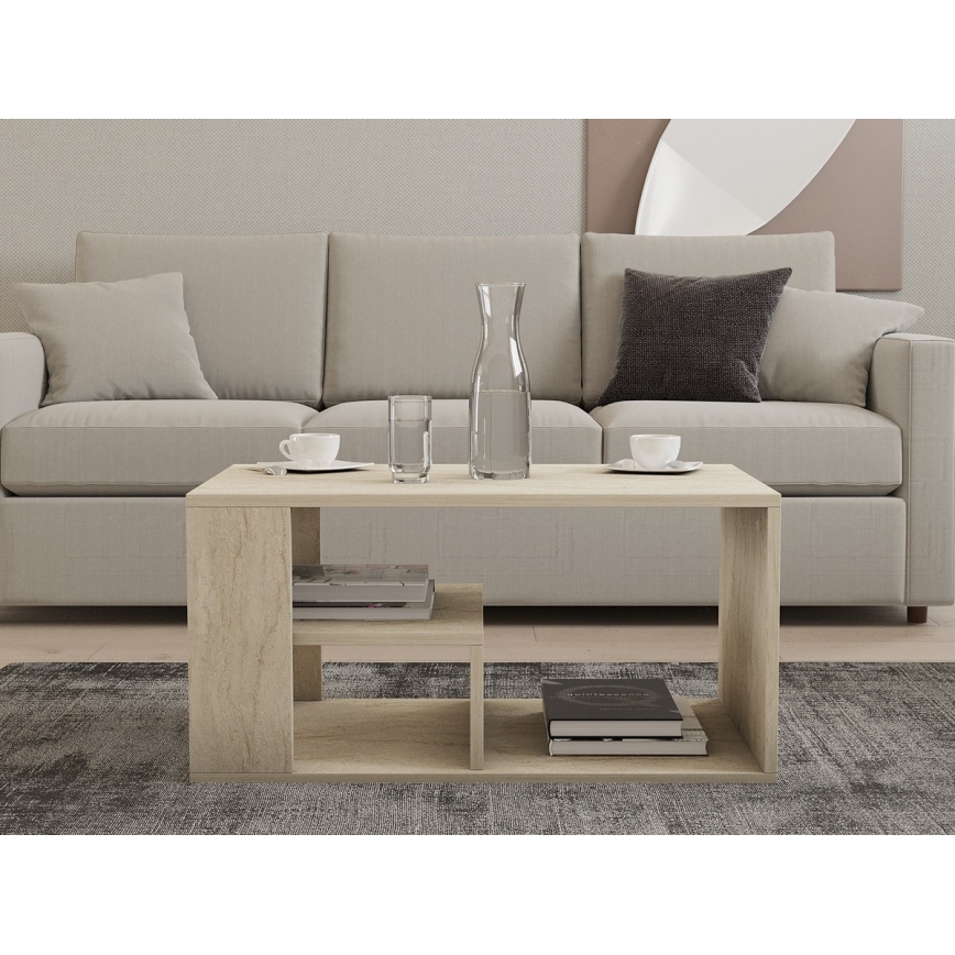 Salontafel JELIO, beige marmerdecor