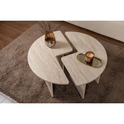 Salontafel LUVIA, marmerlook beige