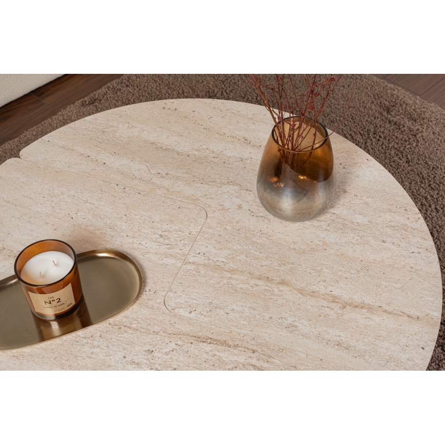 Salontafel LUVIA, marmerlook beige