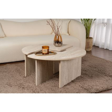 Salontafel LUVIA, marmerlook beige
