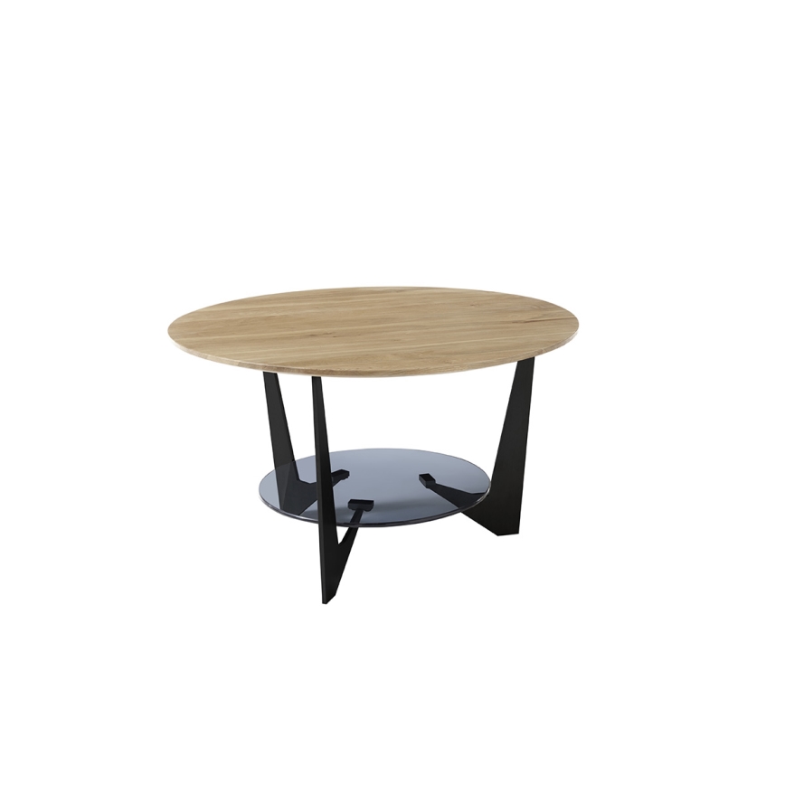 Salontafel MARMO Ø 70 cm eiken/zwart