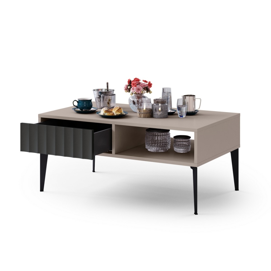 Salontafel met lade RONJA taupe/zwart