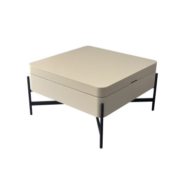 Salontafel met liftfunctie en opbergplank OASIS 75x75 cm crème/zwart