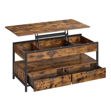 Salontafel met opklapbaar blad NYRO bruin/zwart
