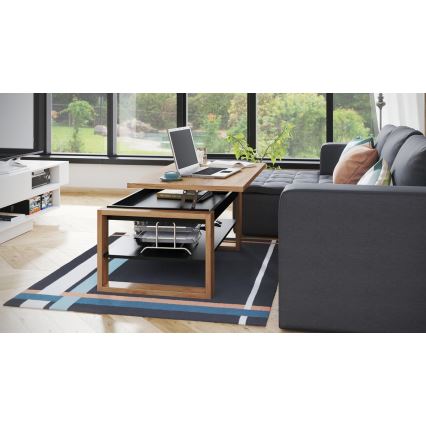 Salontafel met opklapbaar bovenblad en plank NEA eiken/zwart