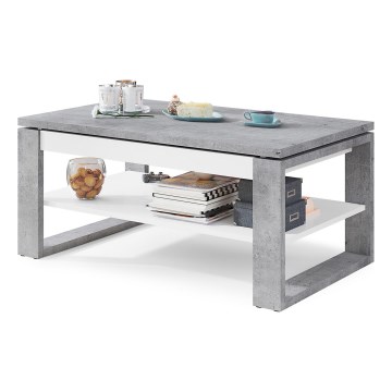 Salontafel met opklapbaar bovenblad en plank NEA grijs/wit