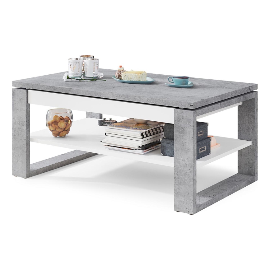 Salontafel met opklapbaar bovenblad en plank NEA grijs/wit