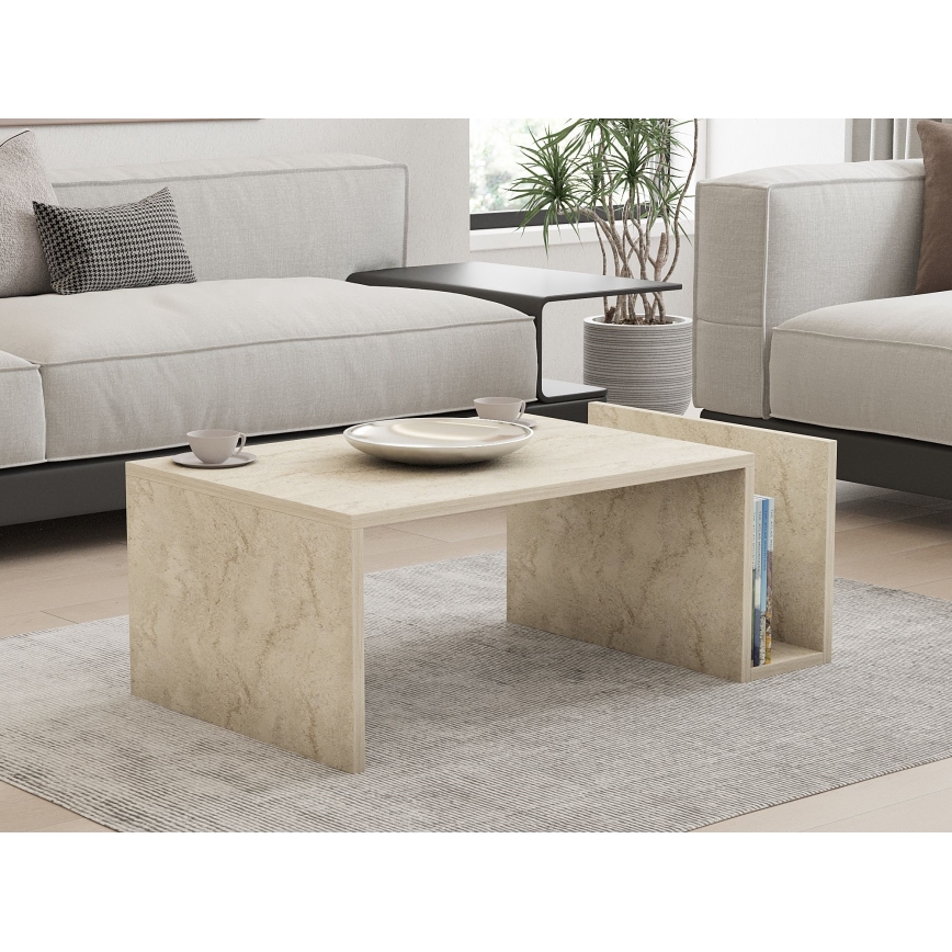 Salontafel MONEL, beige marmerdecor