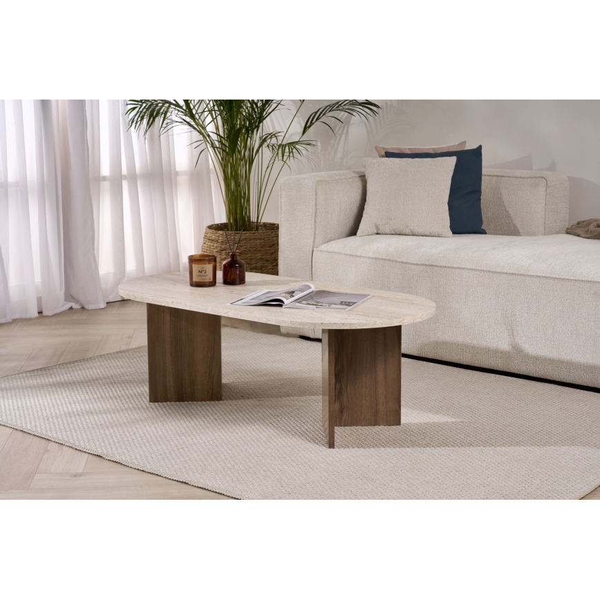 Salontafel NEL 119x60 cm beige/walnoot