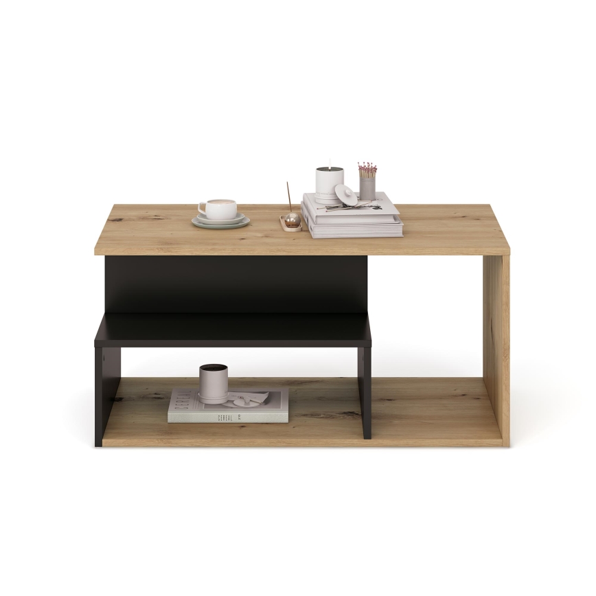 Salontafel NOTE 90x51 cm zwart/artisan eiken