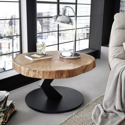 Salontafel ODIN Ø 75 cm eiken/zwart