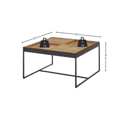 Salontafel PULSE 83x83 cm eiken/zwart