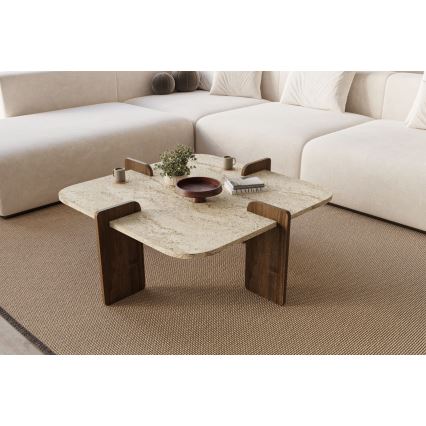 Salontafel PURO 90x90 cm beige/walnoot