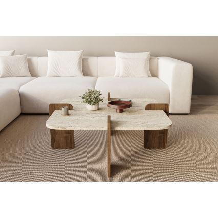 Salontafel PURO 90x90 cm beige/walnoot