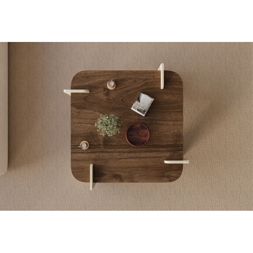Salontafel PURO 90x90 cm walnoot/beige