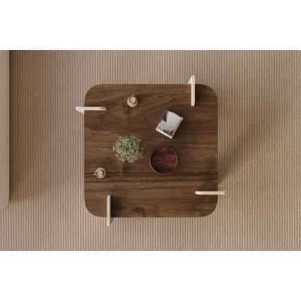 Salontafel PURO 90x90 cm walnoot/travertijn