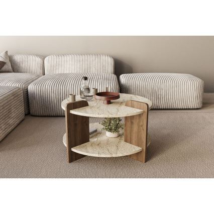 Salontafel PURO Ø 70 cm beige/walnoot