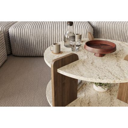 Salontafel PURO Ø 70 cm beige/walnoot