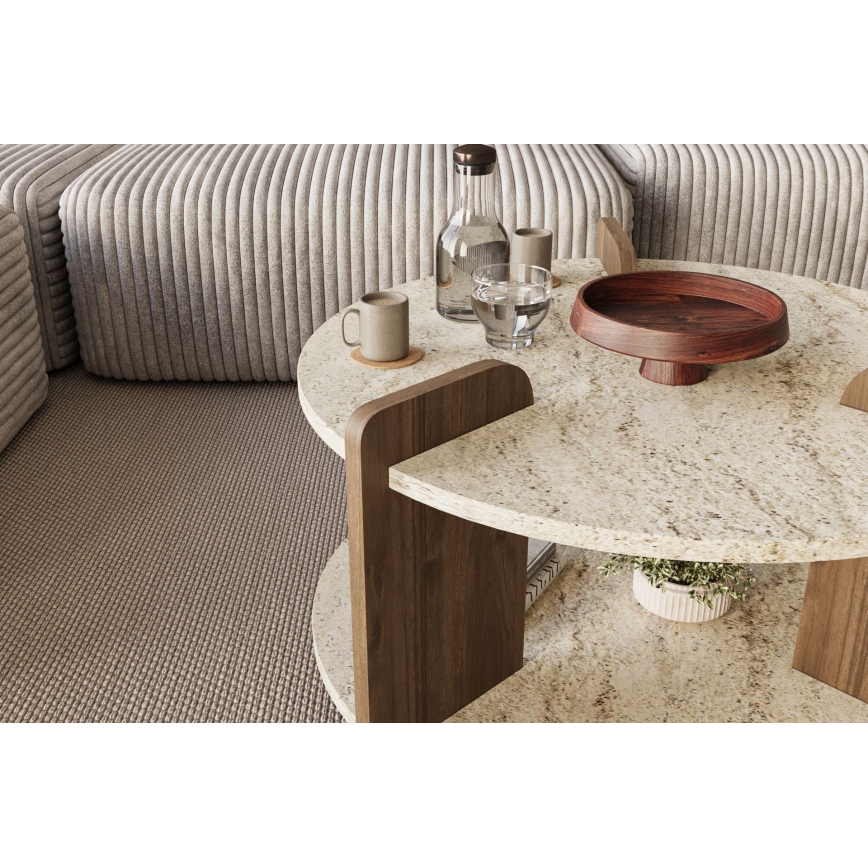 Salontafel PURO Ø 70 cm beige/walnoot