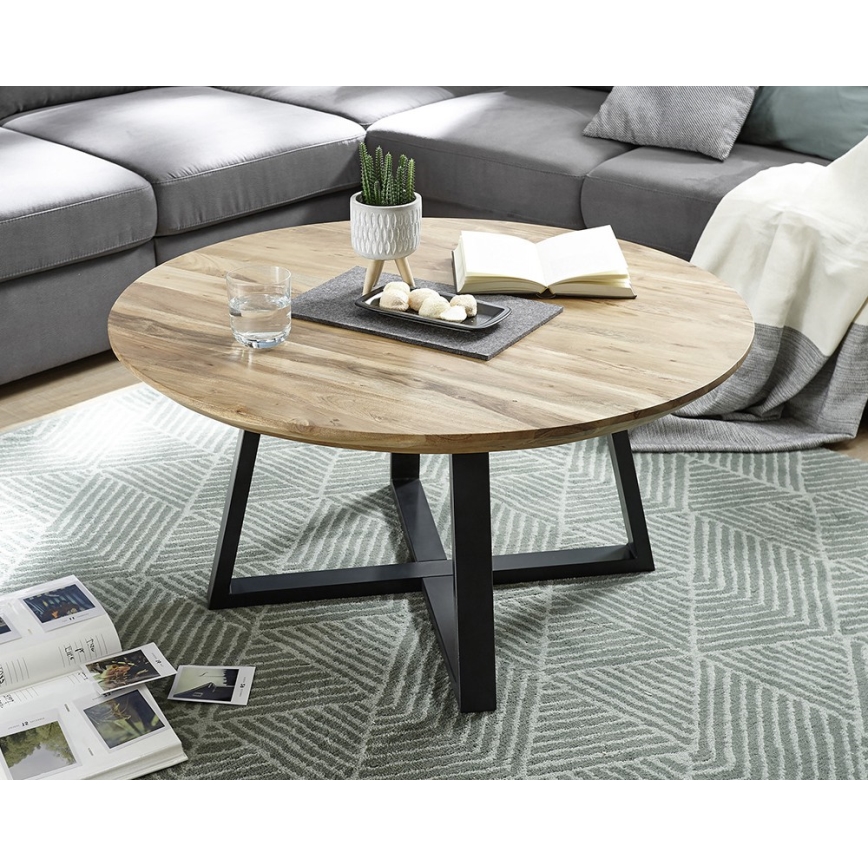 Salontafel RIVA Ø 90 cm, acaciahout/zwart