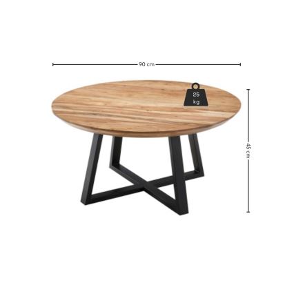 Salontafel RIVA Ø 90 cm, acaciahout/zwart