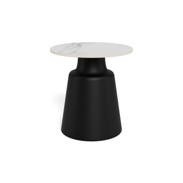 Salontafel SANTORINI, Ø 45 cm, wit/zwart/keramiek