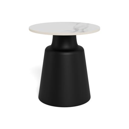 Salontafel SANTORINI, Ø 45 cm, wit/zwart/keramiek