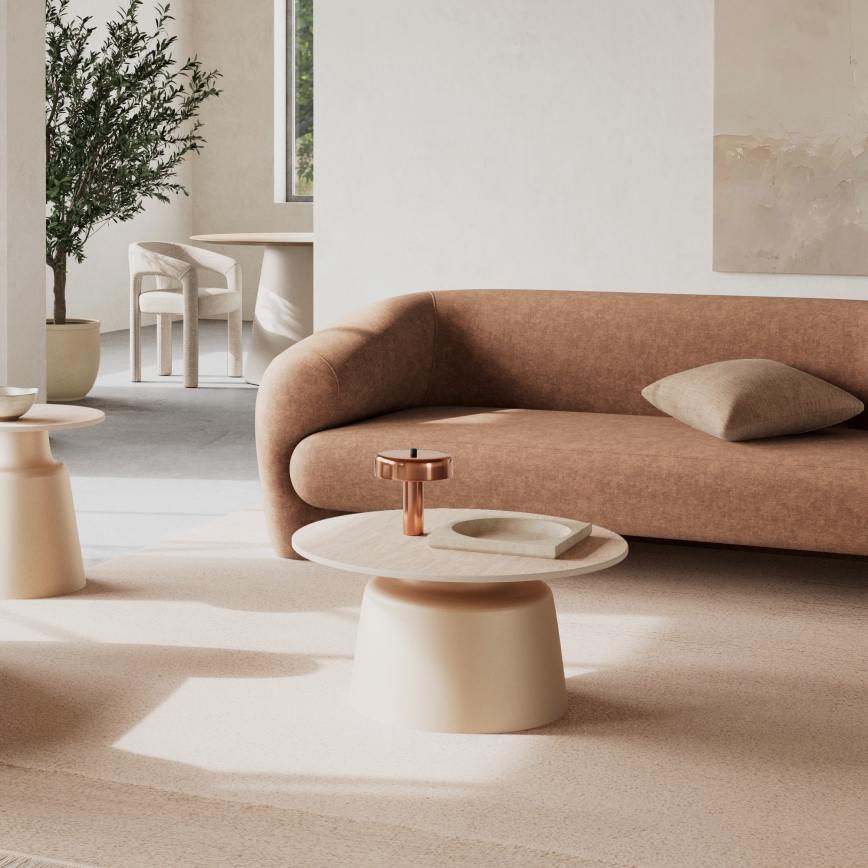 Salontafel SANTORINI Ø 70 cm beige/grijs/keramiek