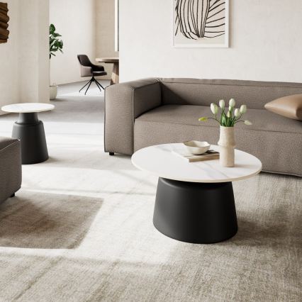 Salontafel SANTORINI Ø 70 cm wit/zwart/keramiek
