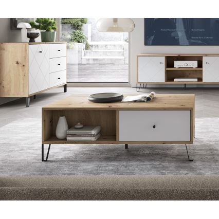 Salontafel SULA artisan eiken/wit