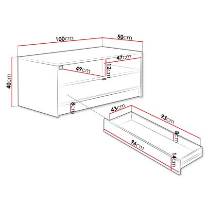 Salontafel TIRENO 40 x 100 cm, wit