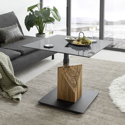 Salontafel VENTO met opklapbaar blad gerookt/eiken/zwart