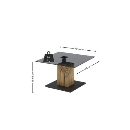 Salontafel VENTO met opklapbaar blad gerookt/eiken/zwart