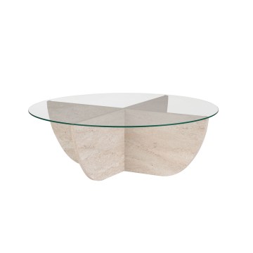 Salontafel VERE Ø 90 cm, beige/transparant