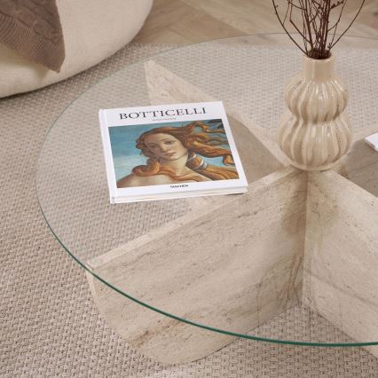 Salontafel VERE Ø 90 cm, beige/transparant