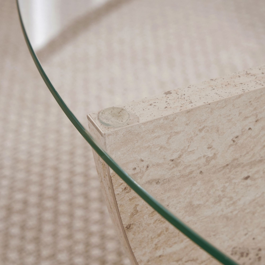 Salontafel VERE Ø 90 cm, beige/transparant