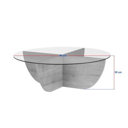 Salontafel VERE Ø 90 cm, beige/transparant