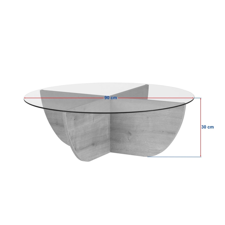 Salontafel VERE Ø 90 cm, beige/transparant